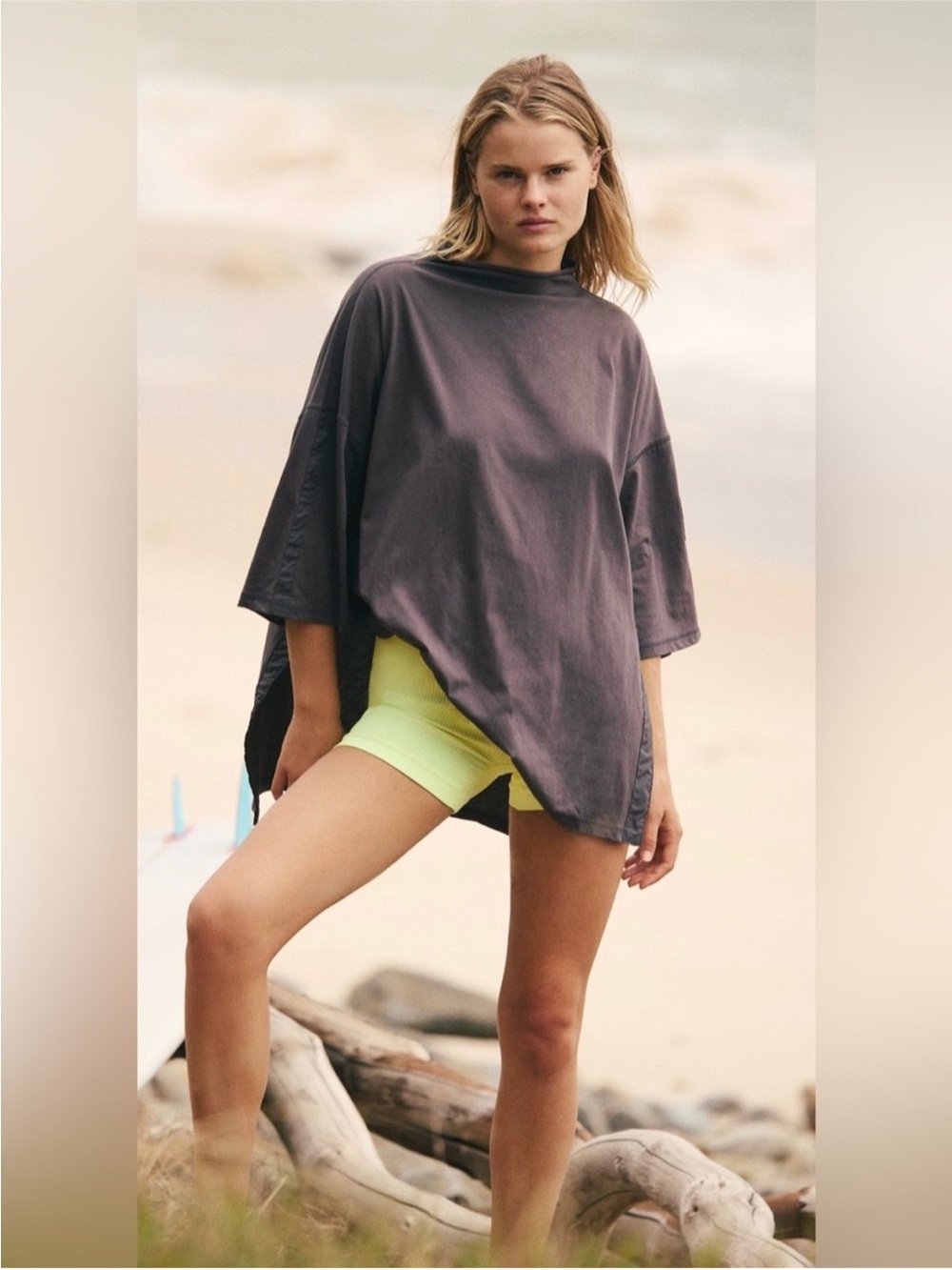 Free People Oversized Short Sleeve Tee in Charcoal